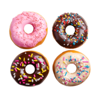 Photo of various assorted colorful donut isolated on a transparent background png