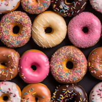 Photo of various assorted colorful donut isolated on a transparent background png