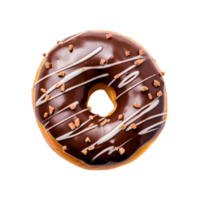 photo of one delicious donut with topping, top view isolated on a transparent background png