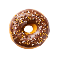 photo of one delicious donut with topping, top view isolated on a transparent background png