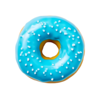 photo of one delicious donut with topping, top view isolated on a transparent background png