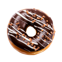 photo of one delicious donut with topping, top view isolated on a transparent background png