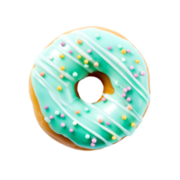 photo de un délicieux Donut avec Garniture, Haut vue isolé sur une transparent Contexte png