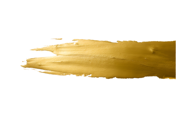 Collection of golden paint strokes isolated on transparent