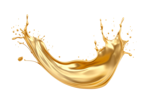 luxury sparkling golden splash waves isolated on a transparent background png