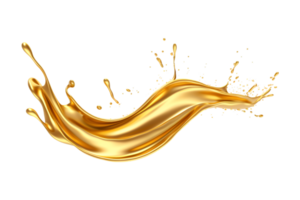 luxury sparkling golden splash waves isolated on a transparent background png