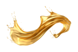 luxury sparkling golden splash waves isolated on a transparent background png