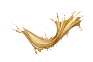 luxury sparkling golden splash waves isolated on a transparent background png