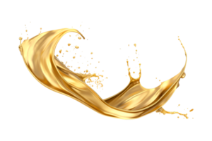 luxury sparkling golden splash waves isolated on a transparent background png