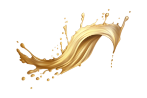 luxury sparkling golden splash waves isolated on a transparent background png