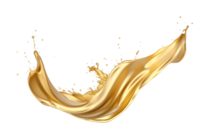 luxury sparkling golden splash waves isolated on a transparent background png