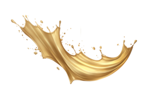 luxury sparkling golden splash waves isolated on a transparent background png