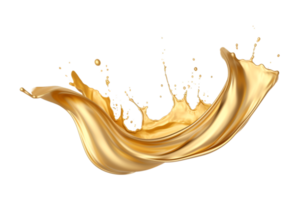 luxury sparkling golden splash waves isolated on a transparent background png