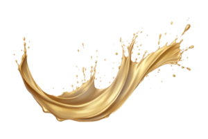 luxury sparkling golden splash waves isolated on a transparent background png