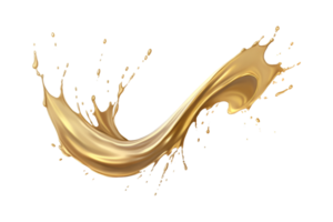 luxury sparkling golden splash waves isolated on a transparent background png