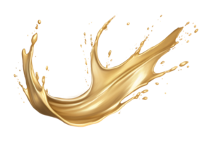 luxury sparkling golden splash waves isolated on a transparent background png