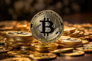 Bitcoin Gold Münze, Bitcoin Krypto Währung isoliert auf ein transparent Hintergrund png