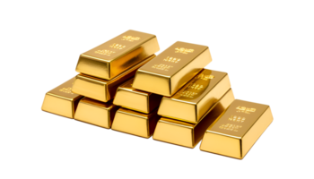 Gold bar stack isolated on a transparent background png