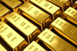 Close-up view of rows of shiny gold bars, concept of banking, finance, and ultimate wealth photo