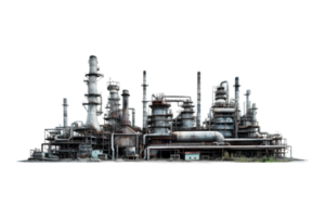 industrial planta aislado en un transparente fondo, petróleo y gas industria, refinería fábrica, petroquímica planta zona png