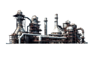 industriell växt isolerat på en transparent bakgrund, olja och gas industri, raffinaderi fabrik, petrokemi växt område png