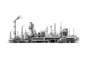 industrial plant isolated on a transparent background, Oil and gas industry,refinery factory,petrochemical plant area png