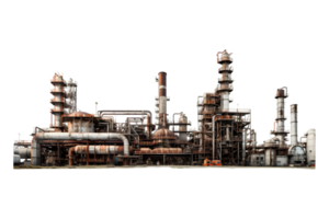 industrieel fabriek geïsoleerd Aan een transparant achtergrond, olie en gas- industrie, raffinaderij fabriek, petrochemie fabriek Oppervlakte png