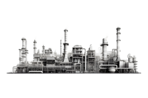 industriel plante isolé sur une transparent arrière-plan, pétrole et gaz industrie, raffinerie usine, pétrochimie plante zone png