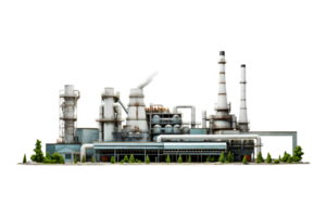 industrial planta aislado en un transparente fondo, petróleo y gas industria, refinería fábrica, petroquímica planta zona png