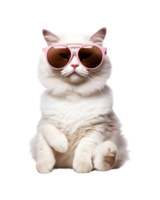 cat sitting relaxed wearing glasses looking cool isolated on a transparent background png