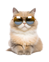 fermer photo de une cool chat posant portant des lunettes et à la recherche cool isolé sur une transparent Contexte png