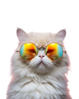 close-up photo of a cool cat posing wearing glasses and looking cool isolated on a transparent background png