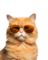 close-up photo of a cool cat posing wearing glasses and looking cool isolated on a transparent background png