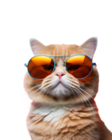 close-up photo of a cool cat posing wearing glasses and looking cool isolated on a transparent background png