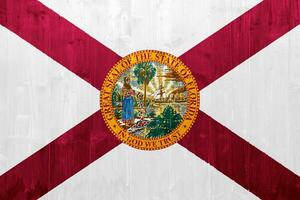bandera de de Estados Unidos estado Florida en un texturizado antecedentes. concepto collage. foto