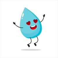 happy water drop cartoon fly because fall in love with crush. aqua activity vector illustration flat design. photo