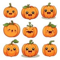 calabaza conjunto emoticon linda pegatina transparente png