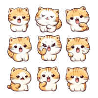 impostato emoticon carino gatto etichetta trasparente png