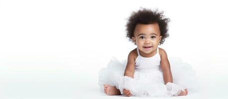 Cute baby girl in studio for nappy duty photo