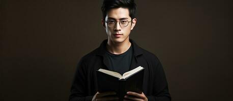 Asian male youth with a book photo