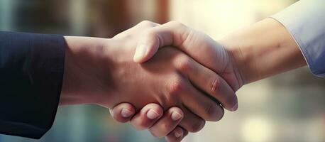 Congratulations job accepted Man shakes hands photo