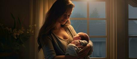 Picture of a mother and baby in a domestic setting photo