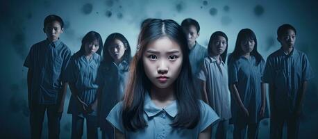 Asian schoolgirl victim of aggression on International Children s Day photo