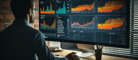 Analyzing business data through a computer based KPI dashboard photo