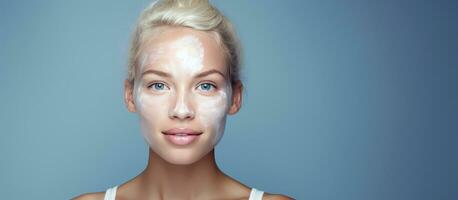 Digital composite photo featuring a Caucasian woman with diverse skin tones with text for International Skin Pigmentation Day on a blue frame Symbolizes p