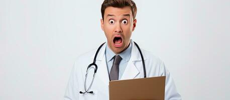 infeliz hombre médico con paciente gráfico aislado antecedentes espacio para texto salud foto