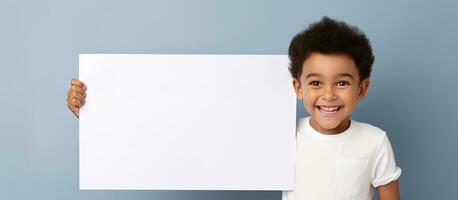 Smiling man holding blank banner photo