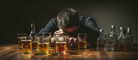 Alcohol awareness day image showing a drunk man seeking change and improvement photo