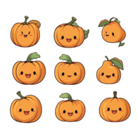 Pumpkin set emoticon cute sticker transparent png