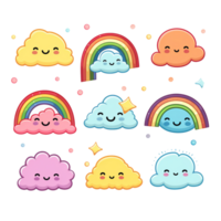 emoticon arcobaleno carino colorato etichetta trasparente png